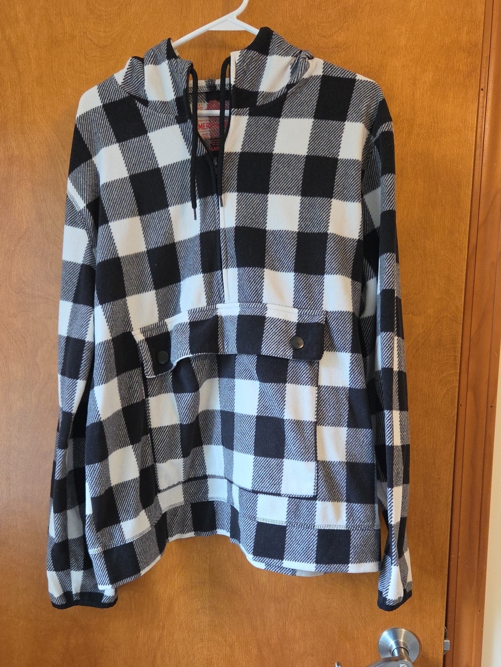 Men's Black & White Buffalo Check Hooded Jacket